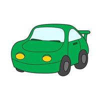 semplice icona del fumetto. macchina verde isolata. illustrazione vettoriale di una macchina verde.