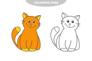 semplice pagina da colorare. colorazione in bianco e nero per bambini. un bel gattino vettore