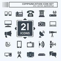 comunicazione set di icone - stile glifo, illustrazione semplice, tratto modificabile vettore