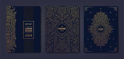 set di copertine dorate art deco vettoriale. modelli di design creativo. poster grafico alla moda, brochure gatsby, design, packaging e branding. forme geometriche, ornamenti vettore