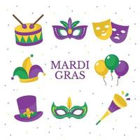 set di icone del festival mardi gras vettore