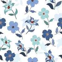 fiore blu nel modello senza cuciture del giardino vettore
