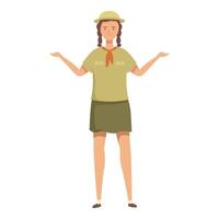 illustrazione di un' donna nel esploratore abbigliamento con un' neutro espressione vettore