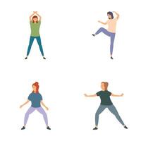 diverso persone praticante yoga pose illustrazione vettore