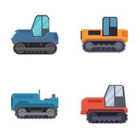 impostato di cartone animato bulldozer e costruzione veicoli vettore