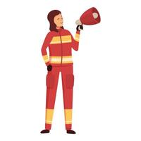 femmina pompiere con megafono illustrazione vettore