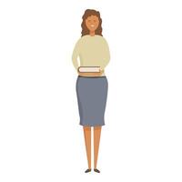 illustrazione di un' fiducioso donna in piedi con un' il computer portatile vettore