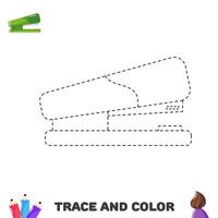 grafia pratica per bambini. tracciare e colore cucitrice. scuola forniture vettore