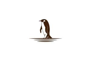vettore di progettazione del logo del pinguino che cammina sulla neve sul ghiaccio semplice e minimalista