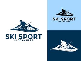 sciare inverno sport logo simbolo, montagna sciare logo design modello vettore