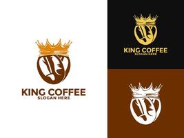 caffè con corona logo illustrazione, re caffè logo, caffè negozio e bar logo design modello vettore