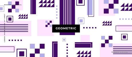 elementi di design geometrico di memphis di forma viola, linea, punto, rettangolo, quadrato su sfondo bianco semplice. vettore