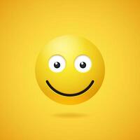 contento sorridente emoticon con ha aperto occhi vettore