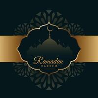 Arabo Ramadan kareem nero e oro Festival carta vettore
