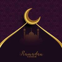 Ramadan mubarak Festival carta con d'oro Luna vettore