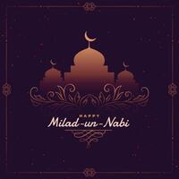 milad un nabi islamico Festival saluto carta design vettore