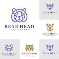 impostato di orso logo modello, creativo orso testa logo design concetti vettore