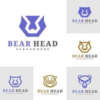 impostato di orso logo modello, creativo orso testa logo design concetti vettore