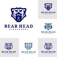 impostato di orso logo modello, creativo orso testa logo design concetti vettore