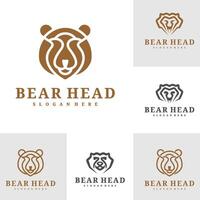 impostato di orso logo modello, creativo orso testa logo design concetti vettore