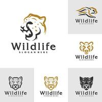 impostato di ghepardo logo modello, creativo ghepardo testa logo design concetti vettore