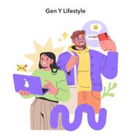 gen y stile di vita concetto. illustrazione. vettore