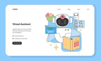 alimentato dall'intelligenza artificiale virtuale assistente analisi dati e codici. piatto illustrazione. vettore