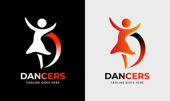 donna ballerino , uomo ballerino icona, musicale programma studio, gli sport moderno logo design campione vettore