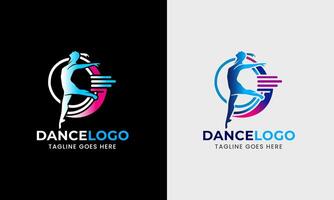 donna ballerino , uomo ballerino icona, musicale programma studio, gli sport moderno logo design campione vettore