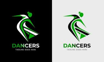 donna ballerino , uomo ballerino icona, musicale programma studio, gli sport moderno logo design campione vettore