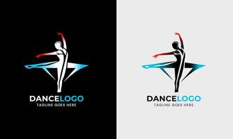 donna ballerino , uomo ballerino icona, musicale programma studio, gli sport moderno logo design campione vettore