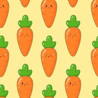 modello senza cuciture di carota kawaii carino. stampa vegetale con diverse emozioni di carota. illustrazione vettoriale piatto.