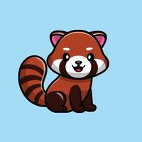 simpatico panda rosso cartone animato icona vettoriale illustrazione