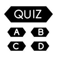 trivia quiz icona del glifo. gioco domanda-risposta. concorso, concorso. esercizio mentale. conoscenza, test di intelligenza. ricerca della soluzione. simbolo di sagoma. spazio negativo. illustrazione vettoriale isolato