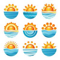 Set di icone del tramonto vettore