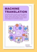 layout del modello di brochure di traduzione automatica. traduzione di testi informatici. volantino, opuscolo, stampa di volantini con illustrazioni lineari. layout di pagina vettoriale per riviste, report, manifesti pubblicitari