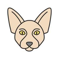 icona di colore sphynx canadese. razza di gatto senza pelo. illustrazione vettoriale isolato