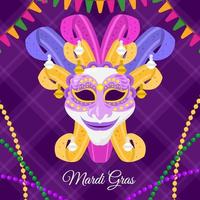 maschera di carnevale mardi gras piatta colorata vettore