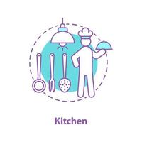 icona del concetto di cucina. persona che cucina idea di cibo illustrazione al tratto sottile. chef del ristorante. disegno vettoriale isolato contorno