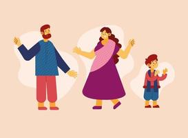 famiglia indù che celebra il diwali vettore