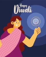 poster di celebrazione del diwali felice vettore