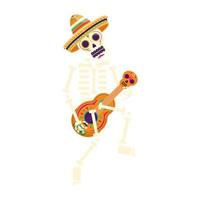 scheletro di mariachi messicano vettore