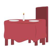 ristorante al tavolo con piatto e candela vettore