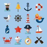 Set di icone nautiche vettore