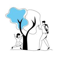 padre con figlia e pianta ad albero vettore