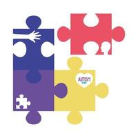 giornata mondiale dell'autismo con pezzi di un puzzle vettore