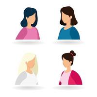 gruppo di donne avatar carattere icone vettore