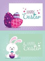 set carte buona pasqua con decorazione vettore