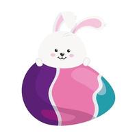 simpatico coniglio con uovo icona isolata di Pasqua vettore