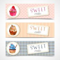 Set di banner di cupcakes Sweetshop vettore